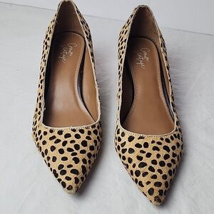 Crown Vintage Juryan Pump Leopard Print Leather Upper 2" Block Heel Size 6